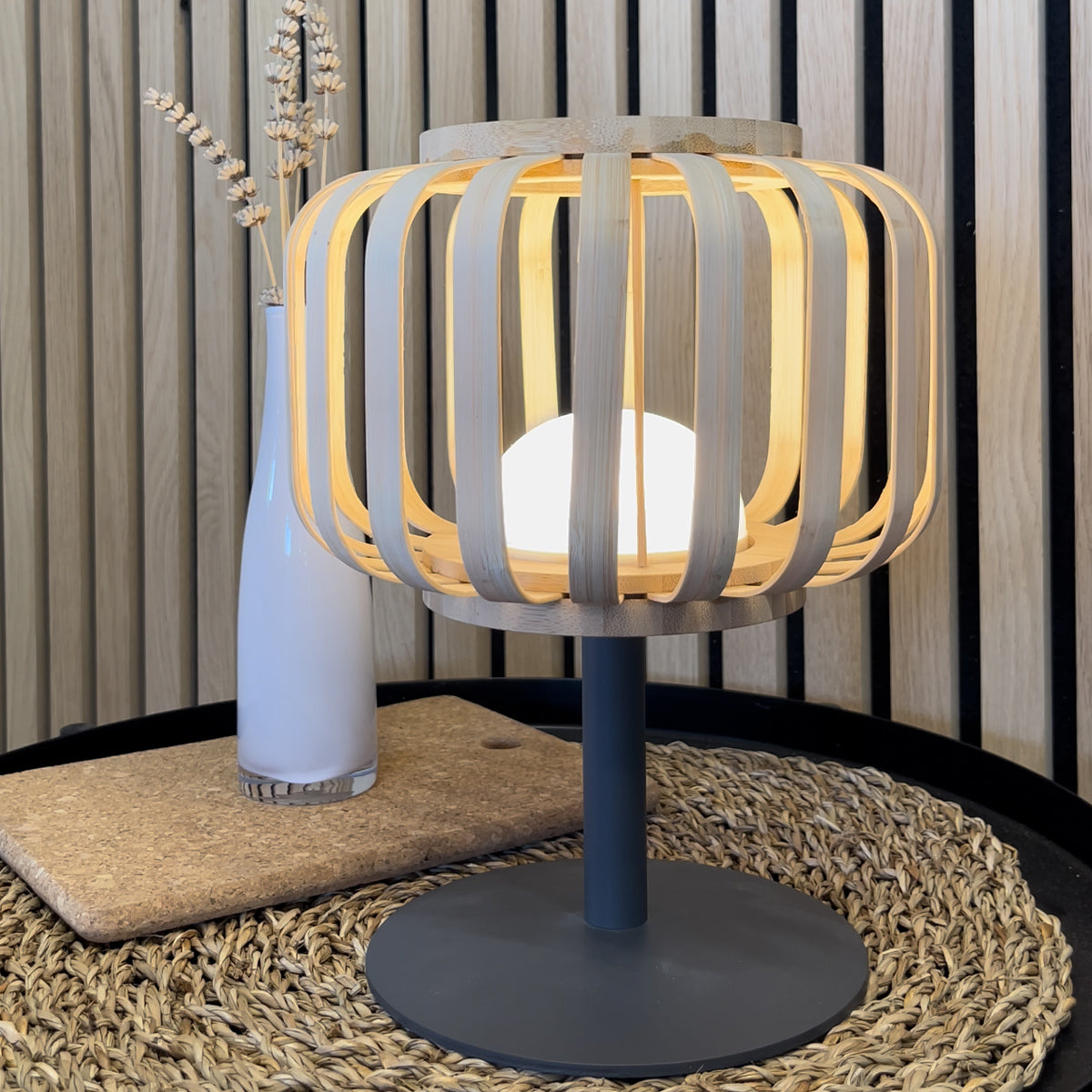 Standy Bambou - Lampe De Table Sans Fil - Bambou - Beige