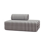 Canapé 2 Places Modulable - Tissu Extérieur À Rayures - Blanc Et Gris Anthracite