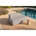 Canapé 2 Places Modulable - Tissu Extérieur À Rayures - Blanc Et Gris Anthracite