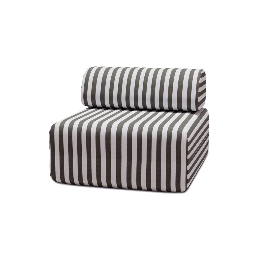 Fauteuil Modulable - Tissu Extérieur À Rayures - Blanc Et Gris Anthracite