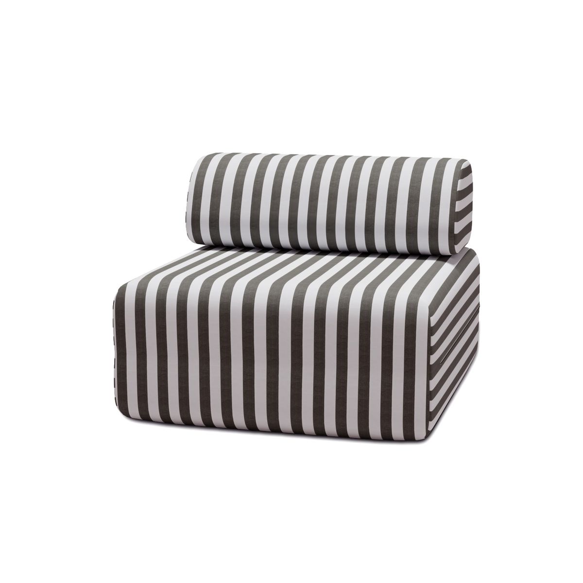 Fauteuil Modulable - Tissu Extérieur À Rayures - Blanc Et Gris Anthracite