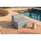 Fauteuil Modulable - Tissu Extérieur À Rayures - Blanc Et Gris Anthracite