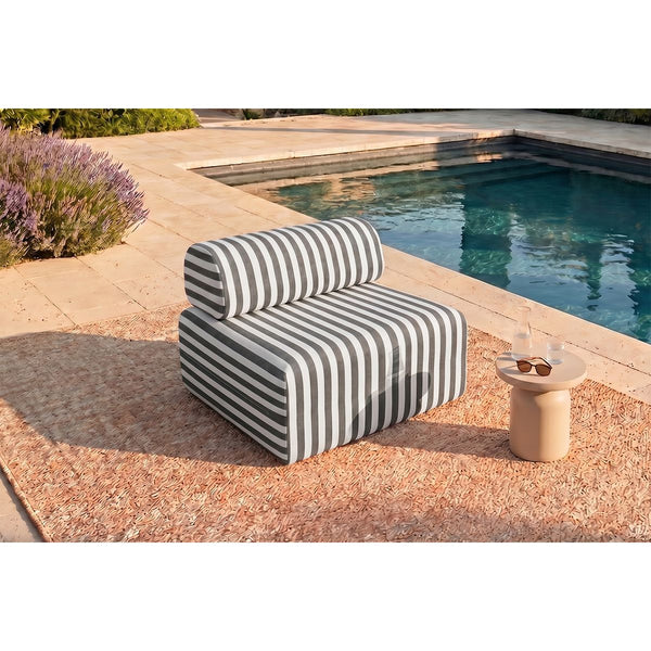 Fauteuil Modulable - Tissu Extérieur À Rayures - Blanc Et Gris Anthracite