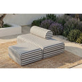 Pouf Modulable - Tissu Extérieur À Rayures - Blanc Et Gris Anthracite