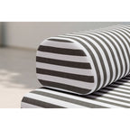 Canapé 2 Places Modulable - Tissu Extérieur À Rayures - Blanc Et Gris Anthracite