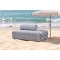 Canapé 2 Places Modulable - Tissu Extérieur À Rayures - Blanc Et Bleu Foncé