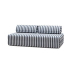 Canapé 3 Places Modulable - Tissu Extérieur À Rayures - Blanc Et Bleu Foncé