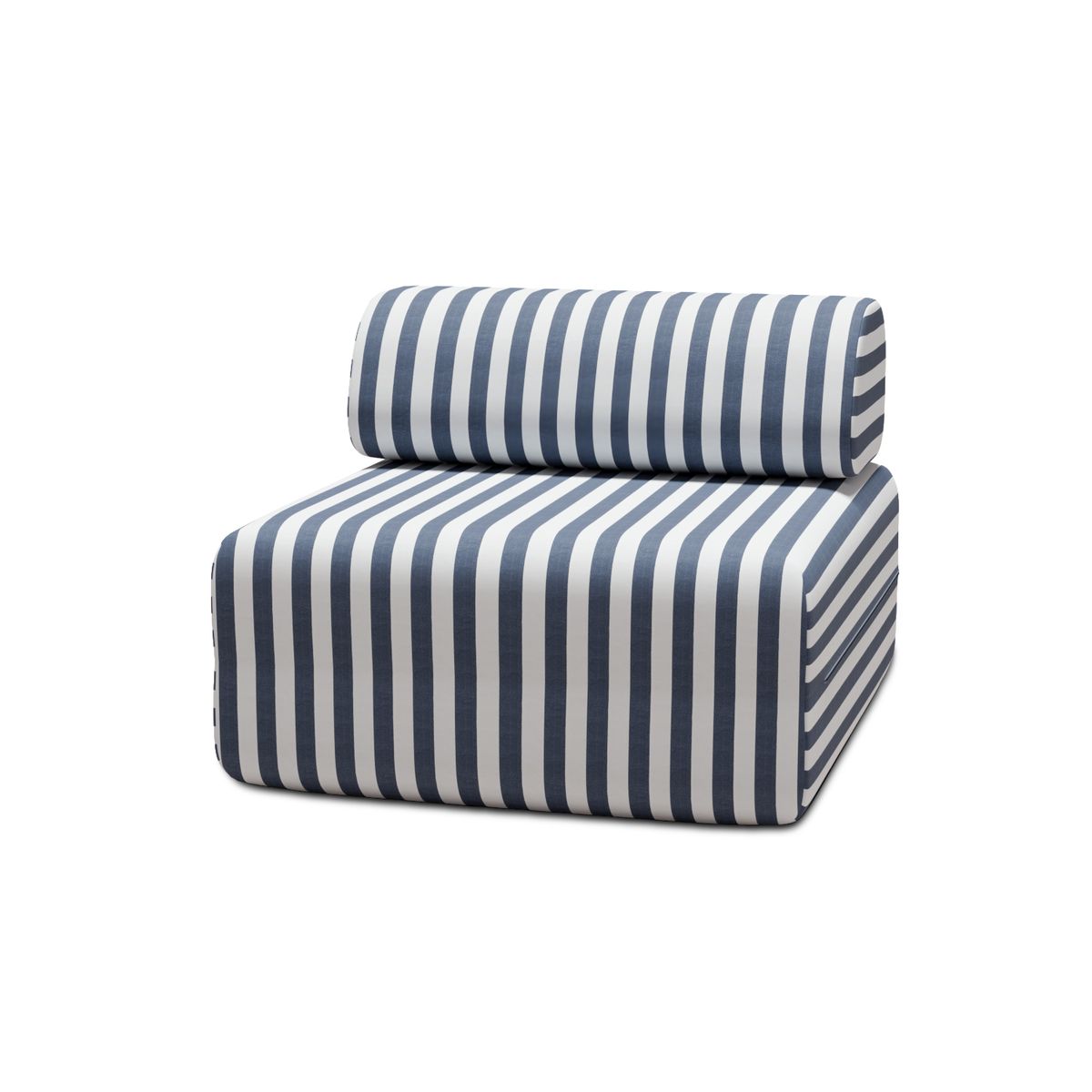 Fauteuil Modulable - Tissu Extérieur À Rayures - Blanc Et Bleu Foncé