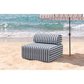 Fauteuil Modulable - Tissu Extérieur À Rayures - Blanc Et Bleu Foncé