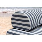 Fauteuil Modulable - Tissu Extérieur À Rayures - Blanc Et Bleu Foncé