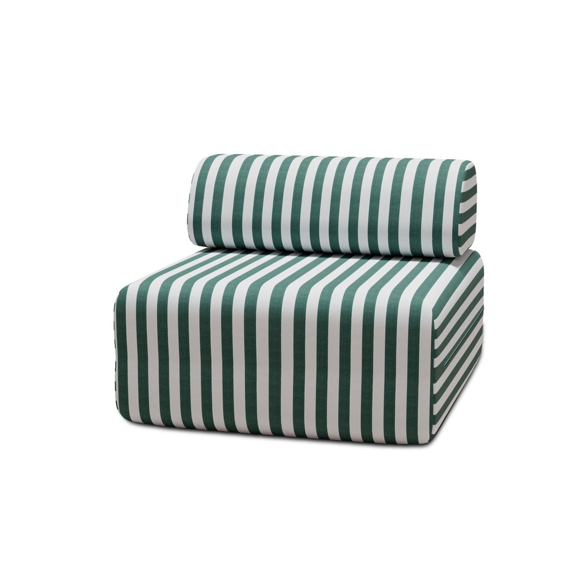 Fauteuil Modulable - Tissu Extérieur À Rayures - Blanc Et Vert Foncé