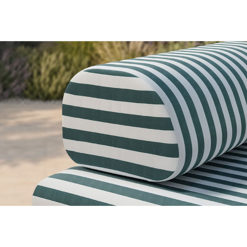 Méridienne Modulable - Tissu Extérieur À Rayures - Blanc Et Vert Foncé