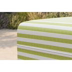 Pouf Modulable - Tissu Extérieur À Rayures - Blanc Et Vert Anis