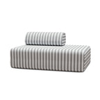 Canapé 2 Places Modulable - Tissu Extérieur À Rayures - Blanc Et Gris