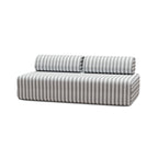 Canapé 3 Places Modulable - Tissu Extérieur À Rayures - Blanc Et Gris