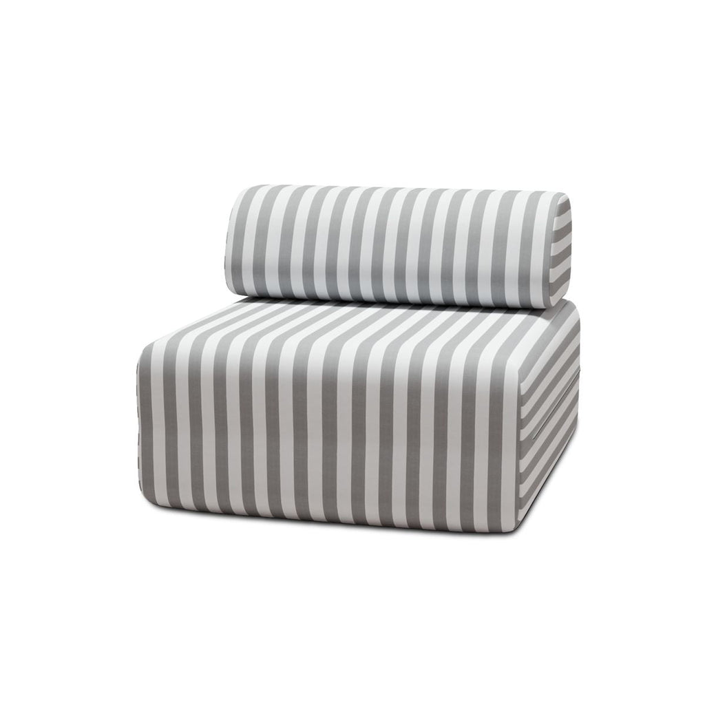 Fauteuil Modulable - Tissu Extérieur À Rayures - Blanc Et Gris