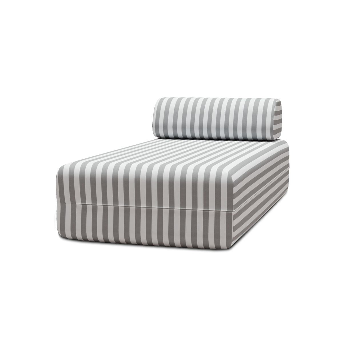 Méridienne Modulable - Tissu Extérieur À Rayures - Blanc Et Gris