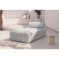 Méridienne Modulable - Tissu Extérieur À Rayures - Blanc Et Gris
