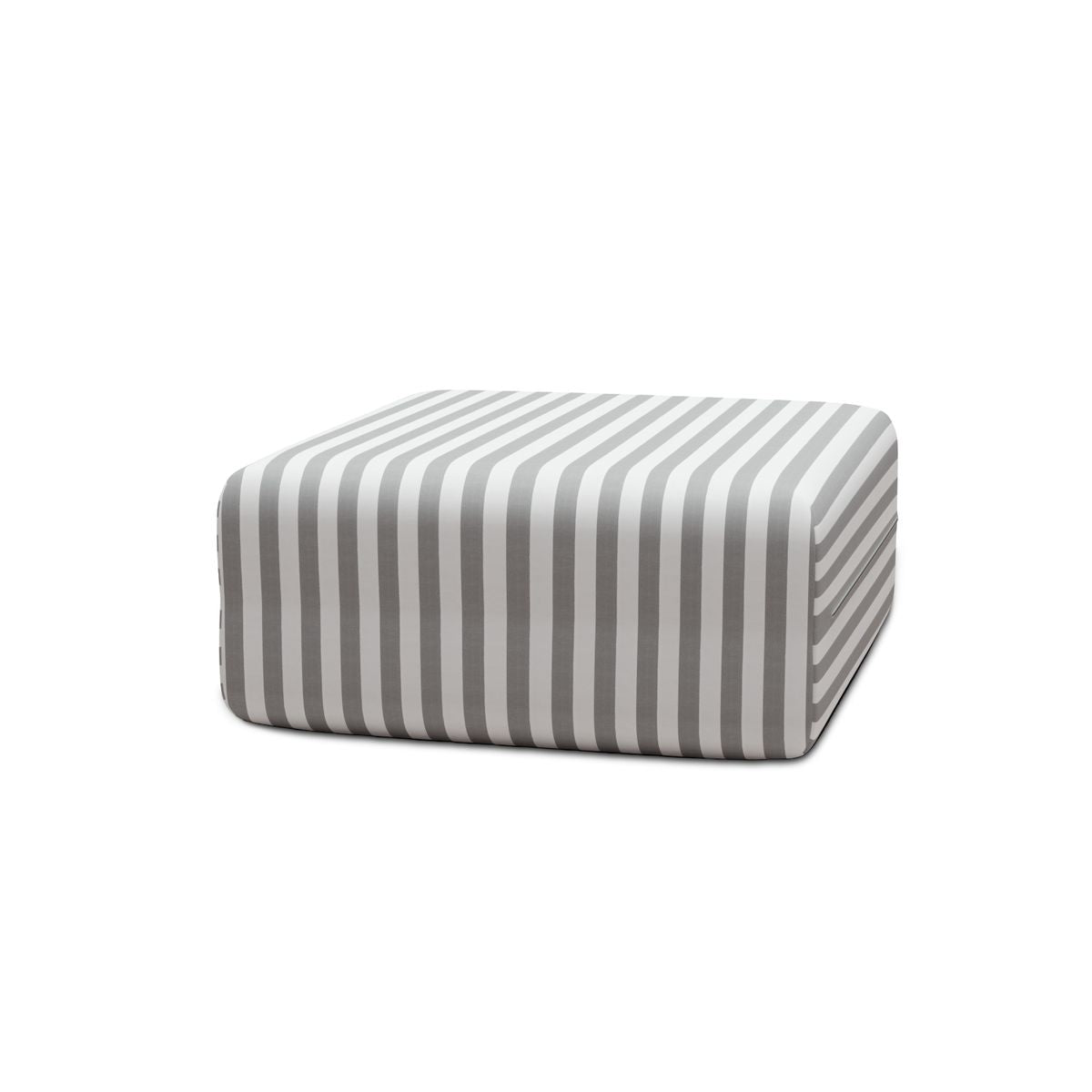 Pouf Modulable - Tissu Extérieur À Rayures - Blanc Et Gris