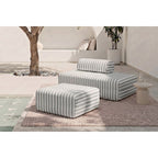 Pouf Modulable - Tissu Extérieur À Rayures - Blanc Et Gris