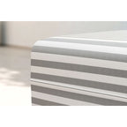 Pouf Modulable - Tissu Extérieur À Rayures - Blanc Et Gris