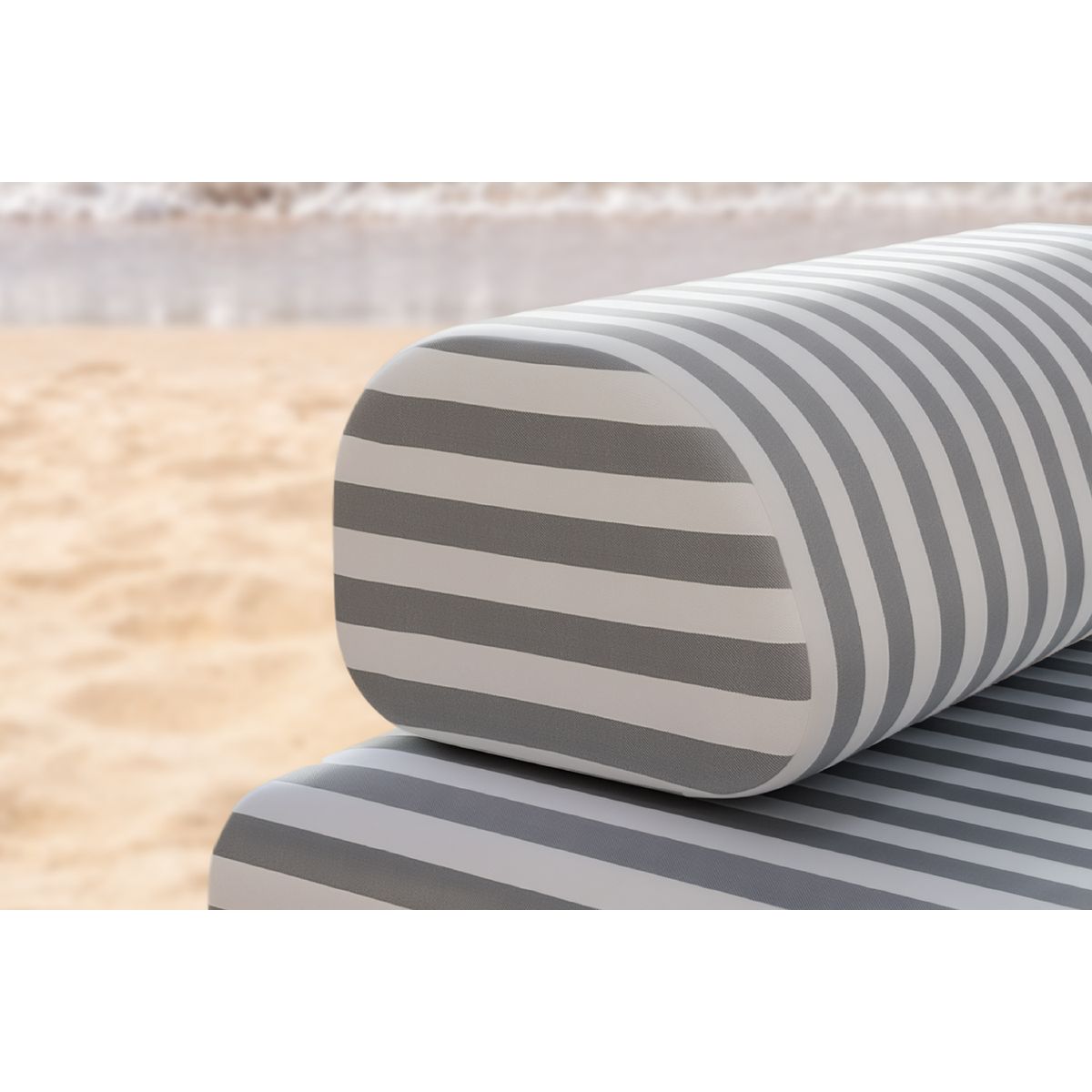 Méridienne Modulable - Tissu Extérieur À Rayures - Blanc Et Gris