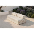 Canapé 3 Places Modulable - Tissu Extérieur À Rayures - Blanc Et Beige