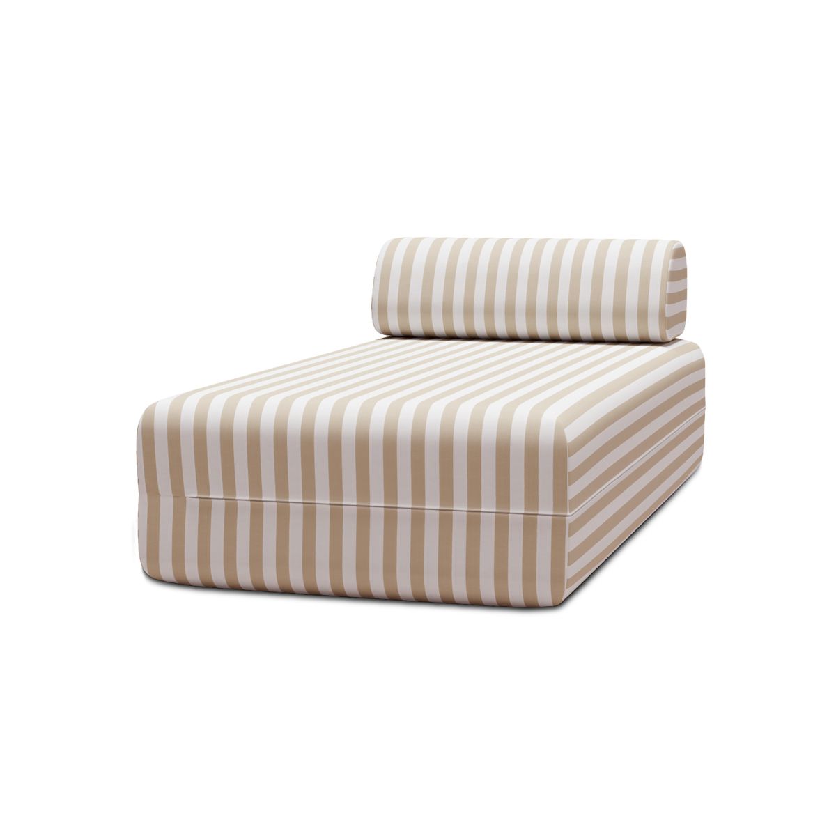 Méridienne Modulable - Tissu Extérieur À Rayures - Blanc Et Beige