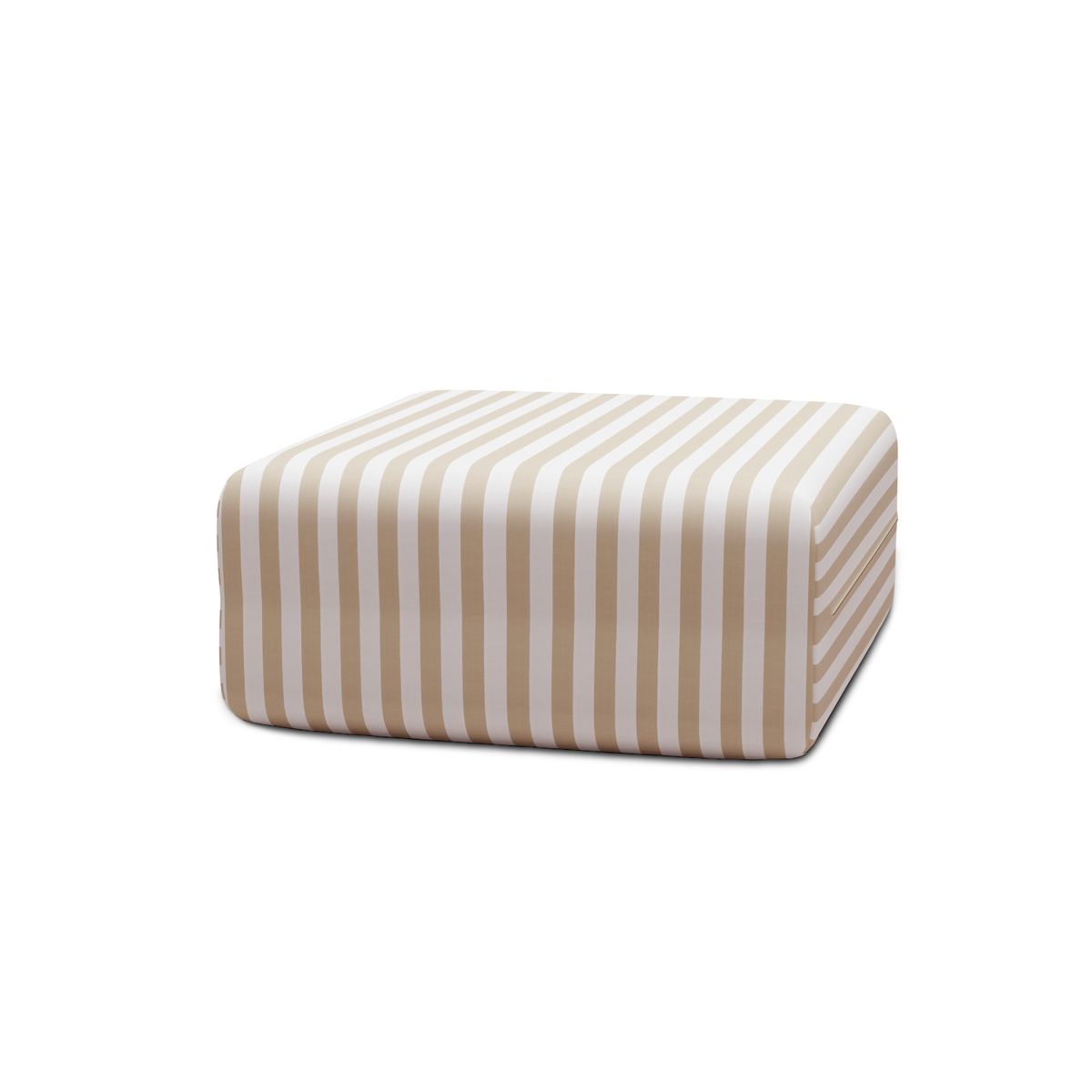 Pouf Modulable - Tissu Extérieur À Rayures - Blanc Et Beige