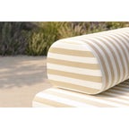 Méridienne Modulable - Tissu Extérieur À Rayures - Blanc Et Beige