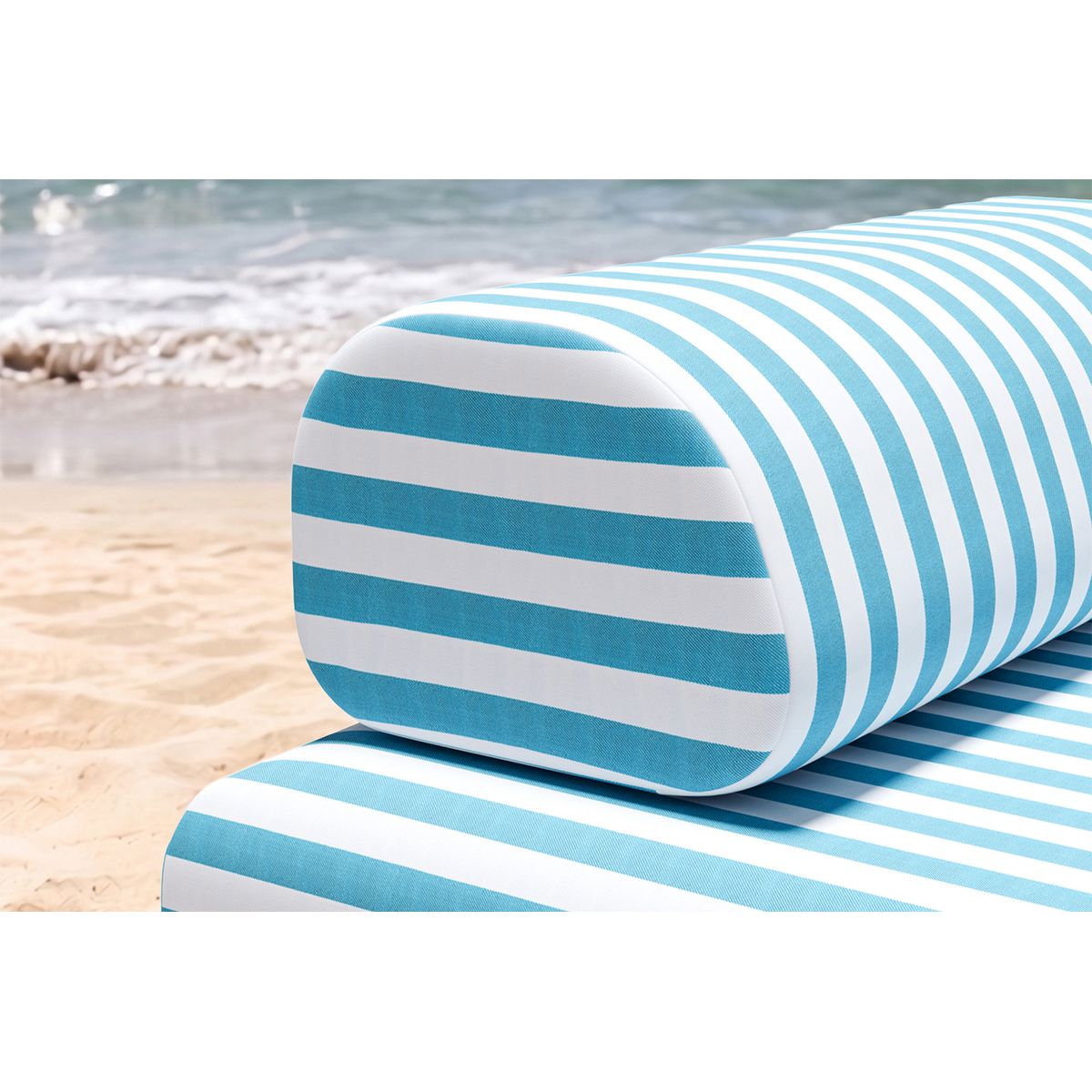 Fauteuil Modulable - Tissu Extérieur À Rayures - Blanc Et Bleu