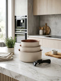 Set 3 Casseroles 16/18/20cm - Aluminium - Anti-Adhésif - Crème
