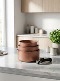 Set 3 Casseroles 16/18/20cm - Aluminium - Anti-Adhésif - Terracotta