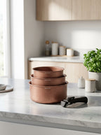 Set 3 Casseroles 16/18/20cm - Aluminium - Anti-Adhésif - Terracotta