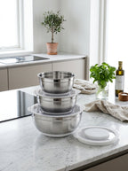 Set 3 Saladiers Avec Couvercle 16/20/24cm - Acier Inoxydable