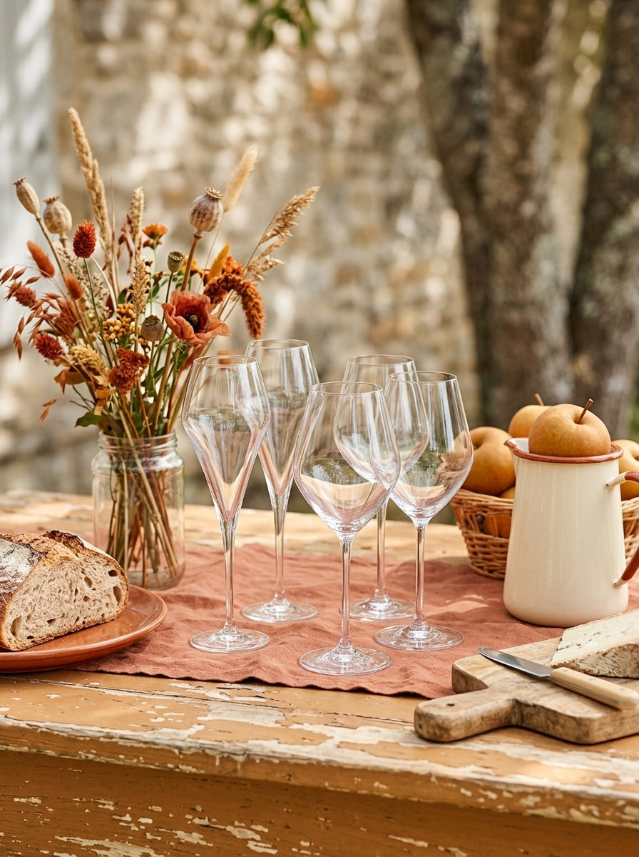 Lys - Lot De 6 Flûtes 21Cl Et 6 Verres À Pied 35Cl - Cristallin Expert - Translucide