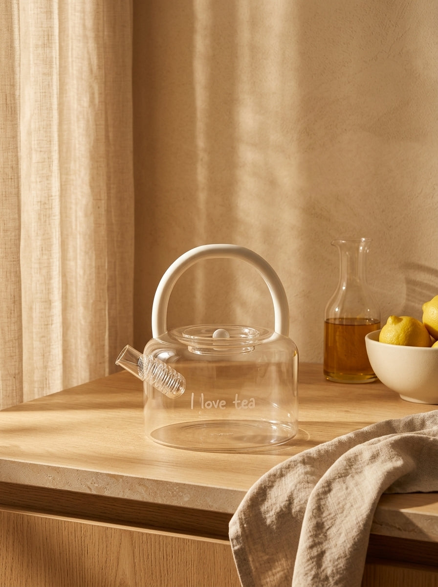Monterey - Théière Avec Filtre Sur Le Bec Verseur - Blanc - Verre Borosilicate - 900ml