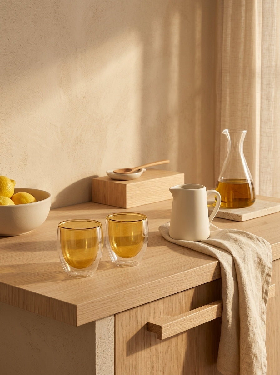 Monterey - Set De 2 Petits Verres À Double Paroi - Jaune - Verre Borosilicate - 100ml