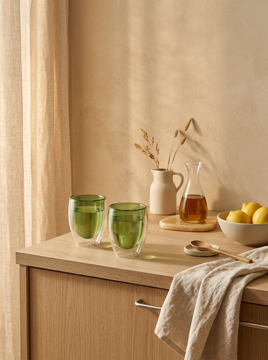 Monterey - Set De 2 Verres À Double Paroi - Vert - Verre Borosilicate - 250ml