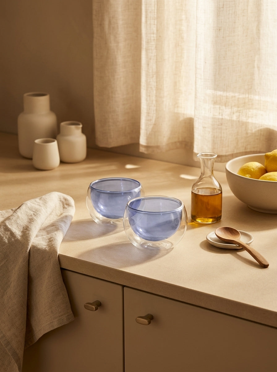 Monterey - Set De 2 Bols - Bleu - Verre Borosilicate - 180ml