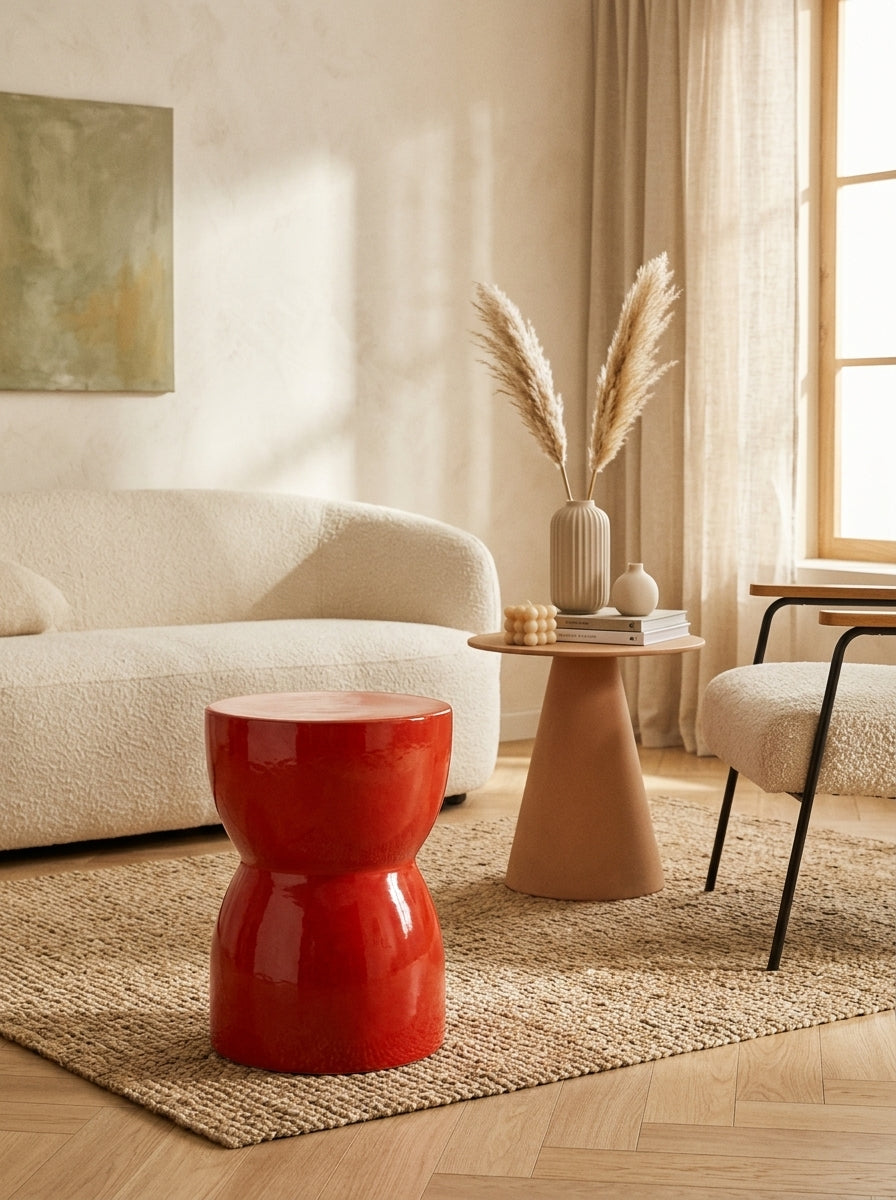 Samarcanda - Tabouret - Rouge - Céramique