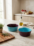 Balat - Set De 2 Bols - Bordeaux Et Turquoise - Verre Borosilicate - 500ml