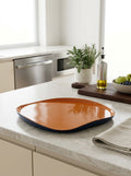Balat - Assiette Plate - Orange Et Marine - Verre Borosilicate