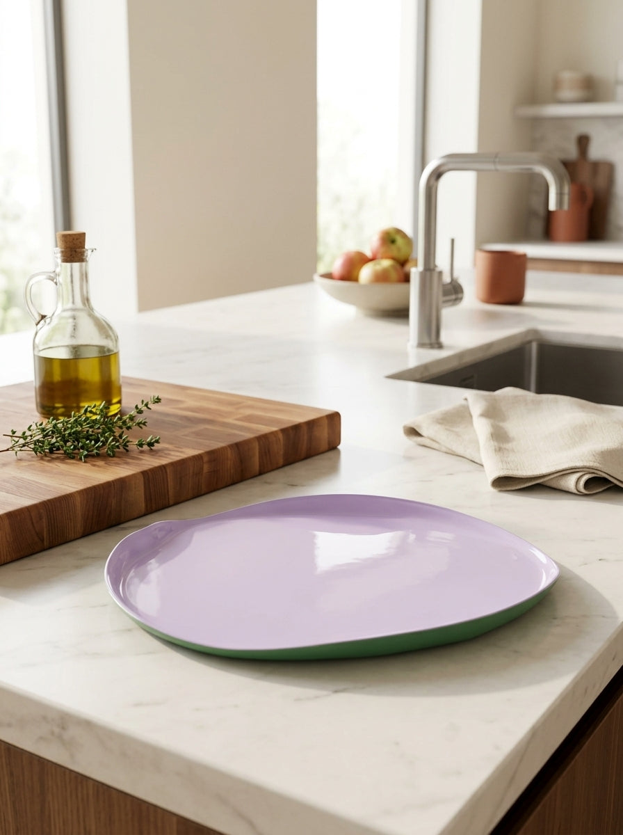 Balat - Assiette Plate - Lilas Et Vert - Verre Borosilicate