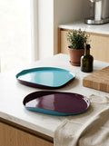 Balat - Set De 2 Assiettes - Turquoise Et Bordeaux - Verre Borosilicate