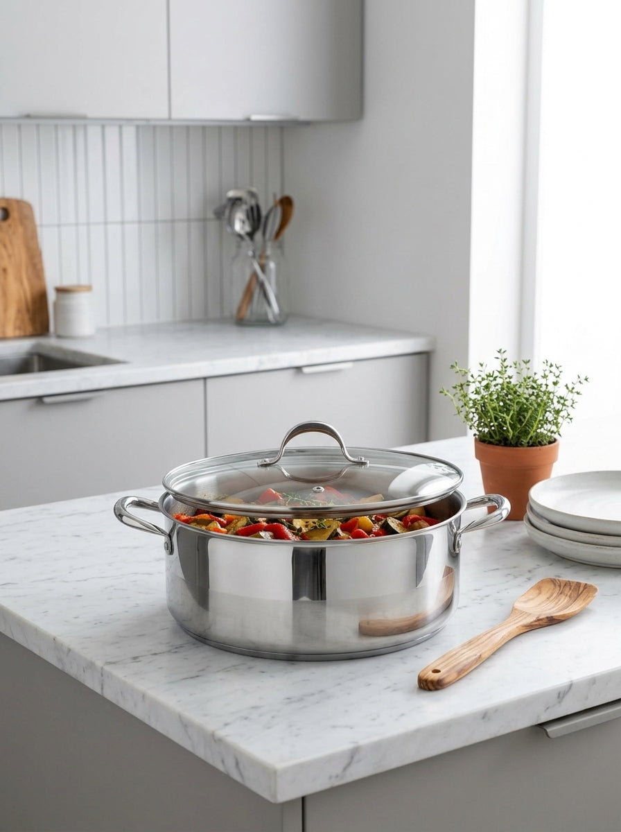 Faitout 32cm Avec Couvercle - Acier Inoxydable - Inox