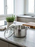 Marmite 28cm - Couvercle En Verre - Acier Inoxydable - Inox