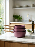 Set 3 Casseroles 16/18/20cm - Aluminium Forgé - Revêtement Céramique - Prune