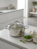 Marmite 28cm - Couvercle En Verre - Acier Inoxydable - Inox
