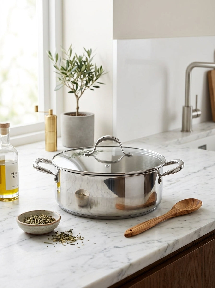 Faitout 28cm Avec Couvercle - Acier Inoxydable - Inox
